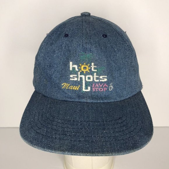 Hot Shots Java Stop Maui Hat Snapback Denim Coffee Hawaii Hat - Picture 1 of 11